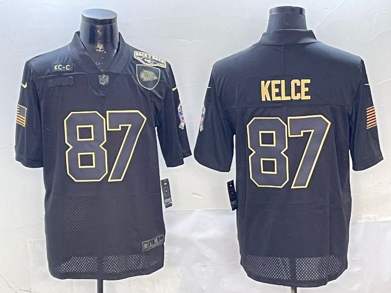 Men Kansas City Chiefs 87 Kelce Black 2025 Nike Salute to Service Limited NFL Jersey style 4